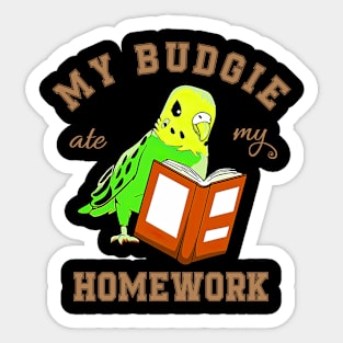 Birdie Brigade: My Budgie Ate My Homework Graphic Tee Sticker